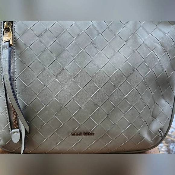 NINE WEST Calla Print Hobo Vegan Leather Bag In Sage olive green - Picture 7 of 14